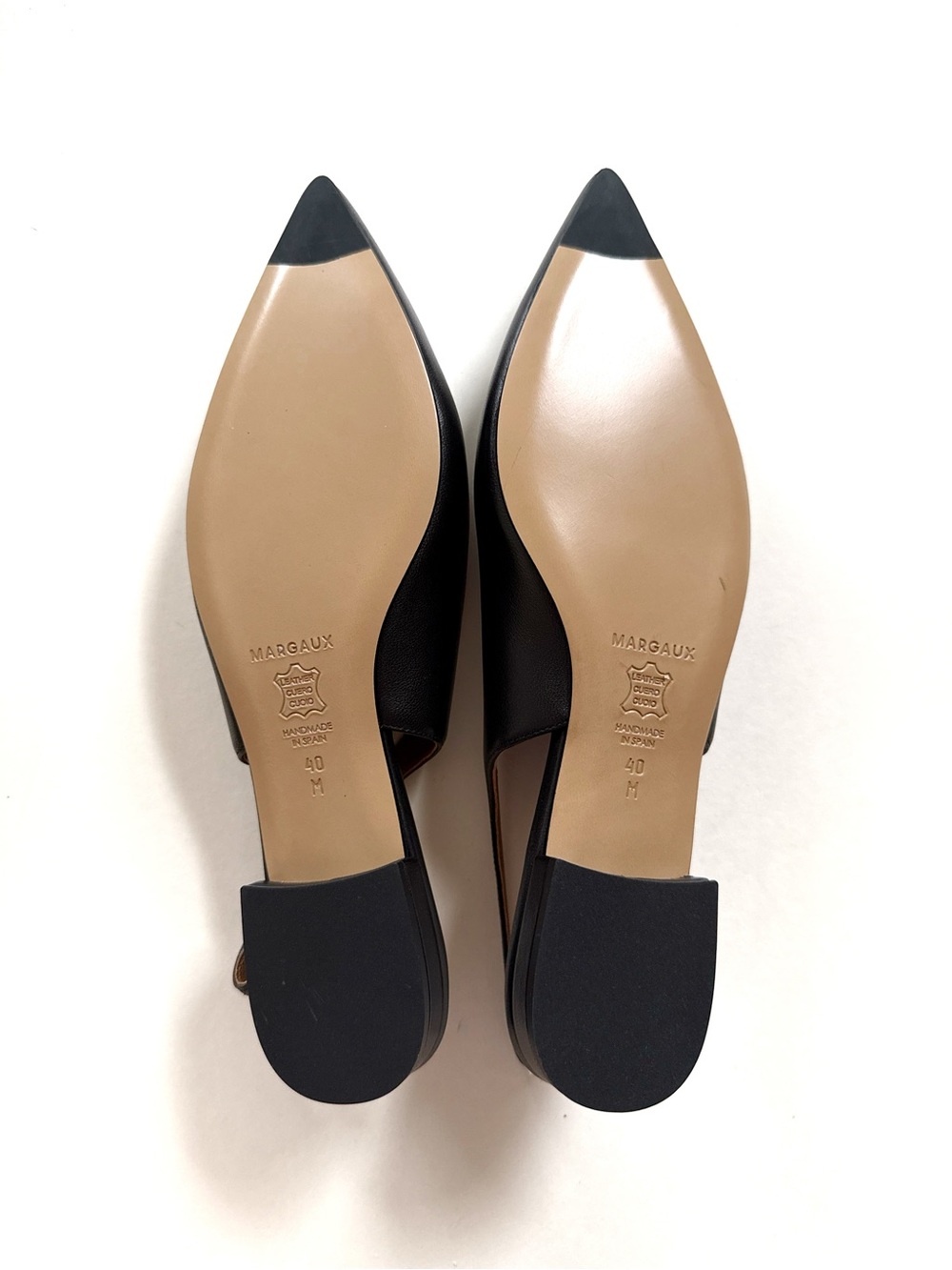 Margaux The Elise Black Pointed Leather Slingback Flats Size 40 - Picture 5 of 7